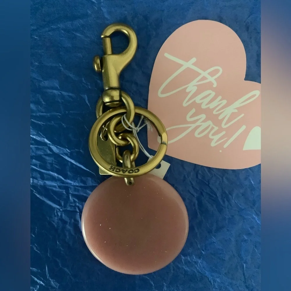 Coach Pink and Gold Monogram Bag Charm/Keychain